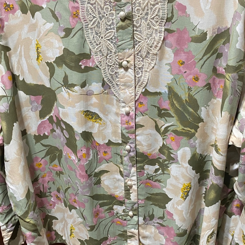 Venezia vintage Floral pantsuit Set with Lace Trim plus size 26/28 - Picture 9 of 17